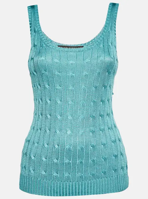 Ralph Lauren Turquoise Cable Knit Tank Top S