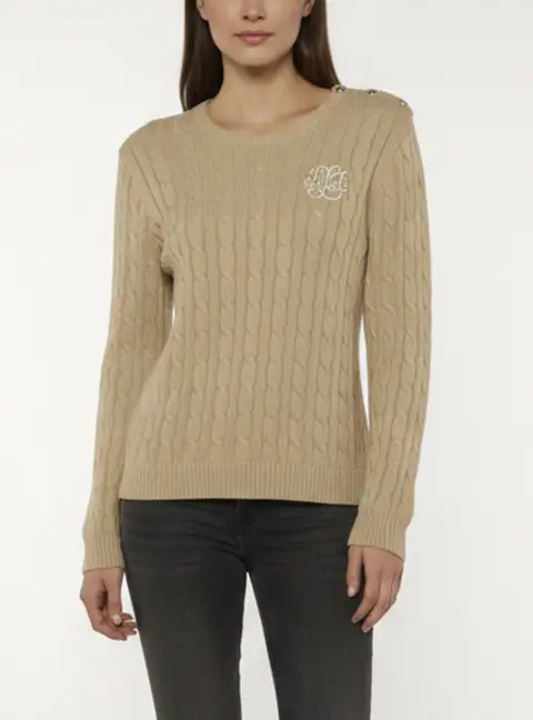 Lauren Ralph Lauren Beige Knit Long Sleeve Sweater XL