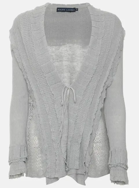 Ralph Lauren Grey Knit and Lace Cardigan M