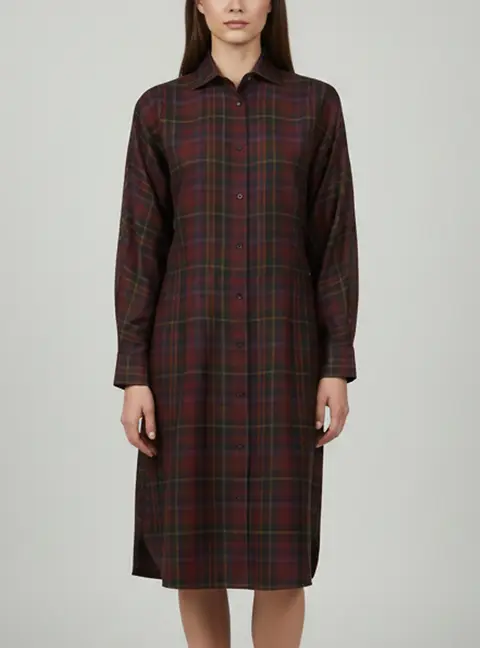 Ralph Lauren Multicolour Check Print Silk Shirt Dress S
