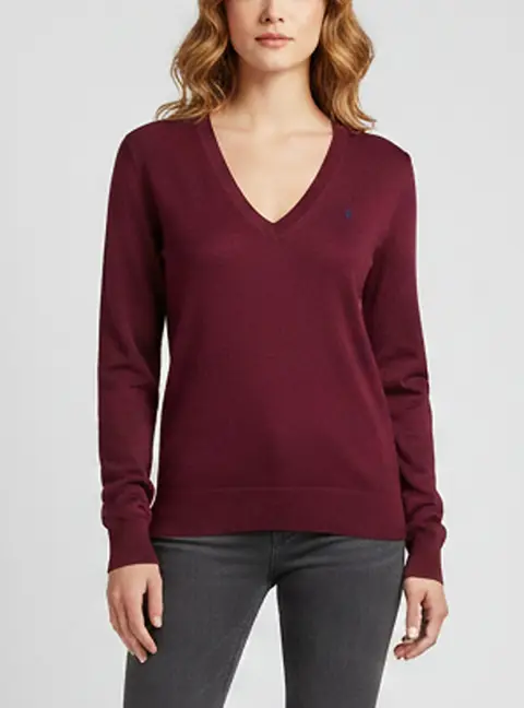 Ralph Lauren Sport Burgundy Knit Long Sleeve Sweater M