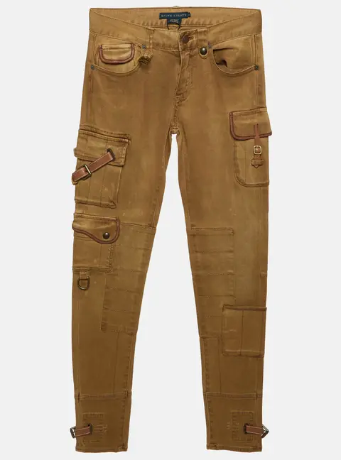 Ralph Lauren Caramel Brown Gabardine Pocket Detail Cargo Pants XS