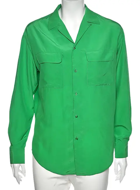 Ralph Lauren Green Silk Pocketed Button Front Shirt M