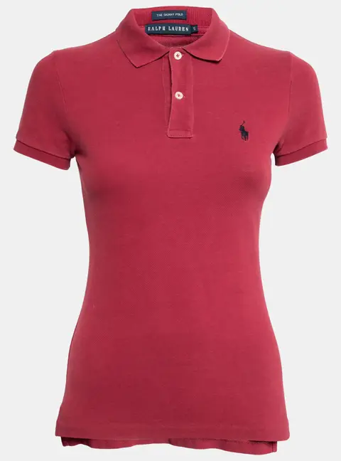 Ralph Lauren Red Cotton Pique Skinny Polo T-Shirt S
