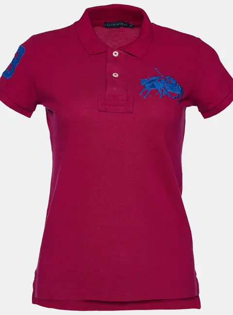 Ralph Lauren Pink Logo Embroidered Cotton Pique Polo T-Shirt S