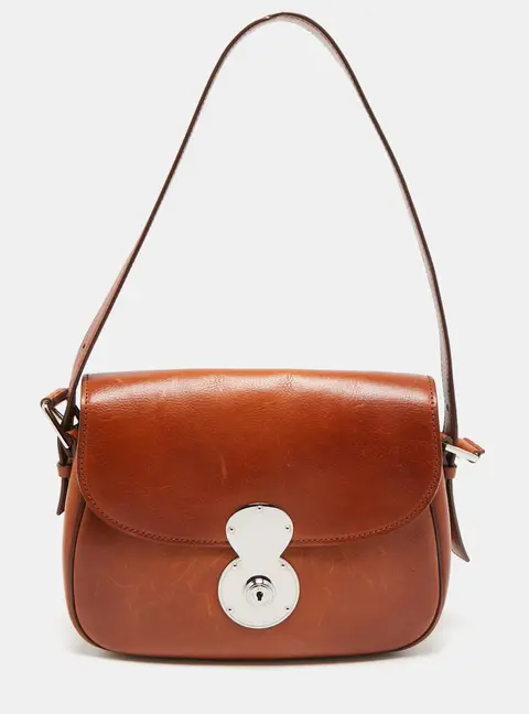 Ralph Lauren Brown Leather Ricky Flap Crossbody Bag