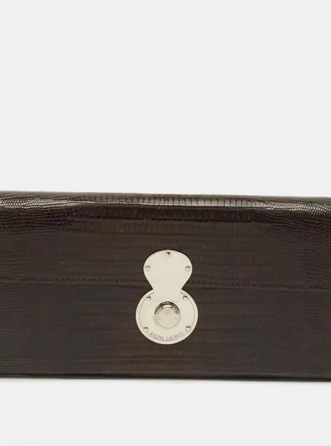 Ralph Lauren Ricky Dark Brown Lizard Continental Wallet