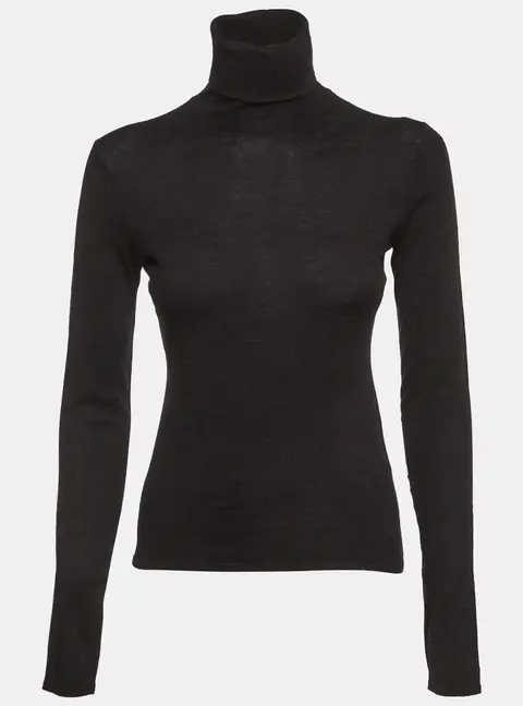 Ralph Lauren Collection Black Wool Jersey Turtle Neck Top S