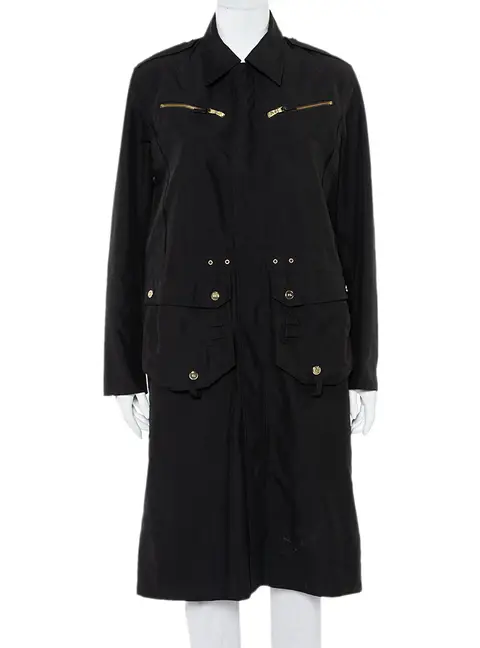 Ralph Lauren Collection Black Synthetic Zip Front Utility Coat M