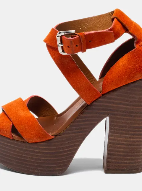 Ralph Lauren Collection Orange Suede Alannah Sandals Size 37