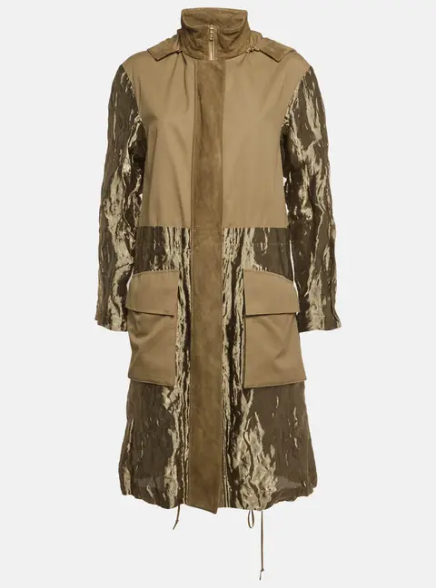 Ralph Lauren Purple Label Green Gabardine and Lurex Coat XS