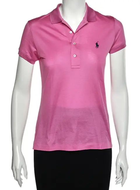 Ralph Lauren Pink Cotton Pique Short Sleeve Polo T-Shirt S
