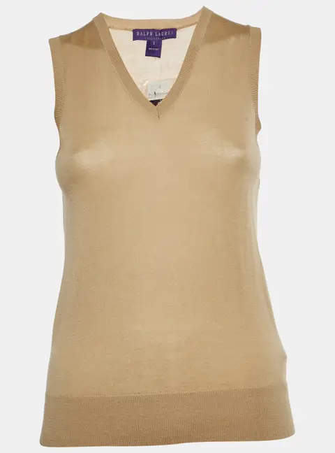 Ralph Lauren Purple Label Beige Cashmere Blend Vest S