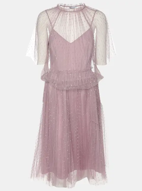 RED Valentino Mauve Tulle Top and Skirt Set S