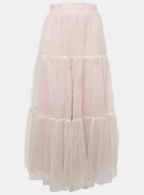 RED Valentino Pink Tulle Tiered Maxi Skirt S