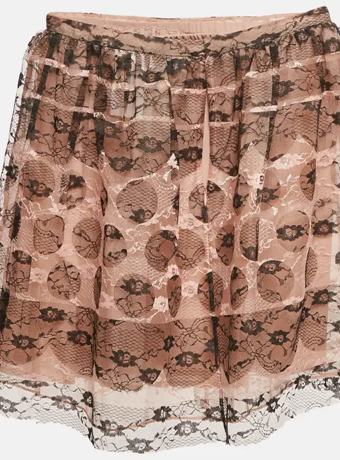 RED Valentino Beige/Black Patterned Tulle Mini Skirt S