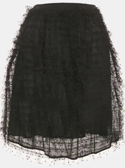 RED Valentino Black Tulle Ruffled Mini Skirt S