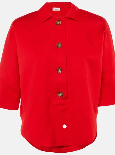 RED Valentino Red Cotton Button Front Top S