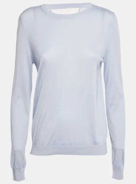 RED Valentino Blue Tulle Trim Cashmere Knit Sweatshirt M
