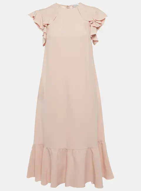 RED Valentino Light Pink Crepe Ruffle Mini Dress S
