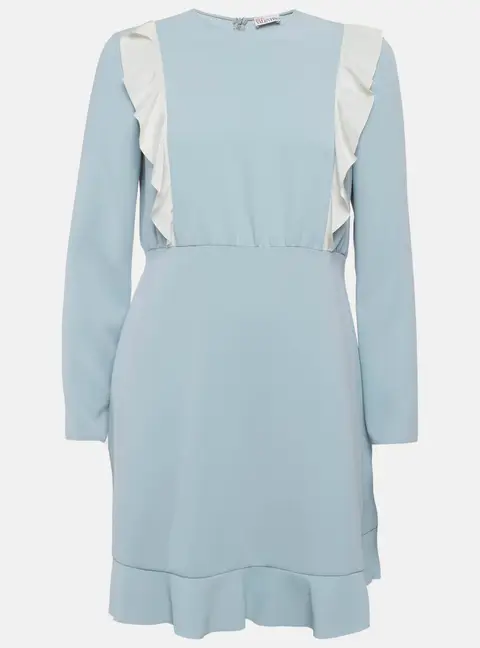 RED Valentino Blue Crepe Ruffled Midi Dress M