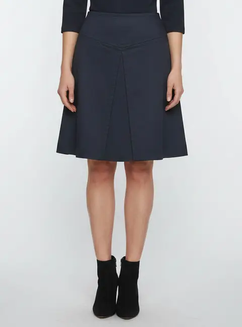 RED Valentino Navy Blue Gabardine Inverted Pleat Mini Skirt M