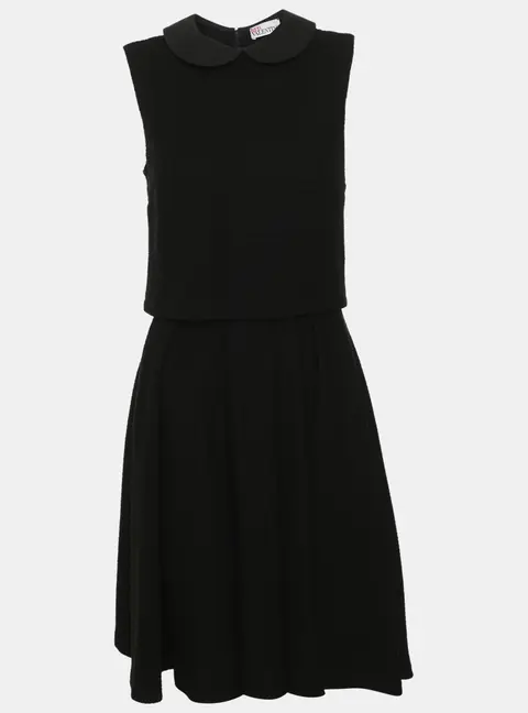 RED Valentino Black Textured Jersey Sleeveless Midi Dress S