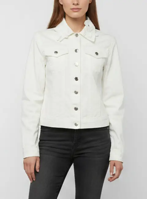 RED Valentino White Floral Applique Detail Denim Button Up Jacket S