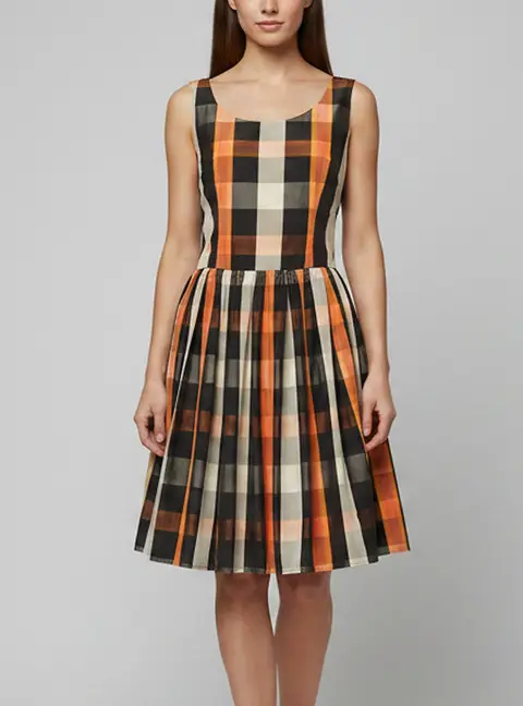 Red Valentino Multicolour Plaid Silk Blend Fit-And-Flare Mini Dress S