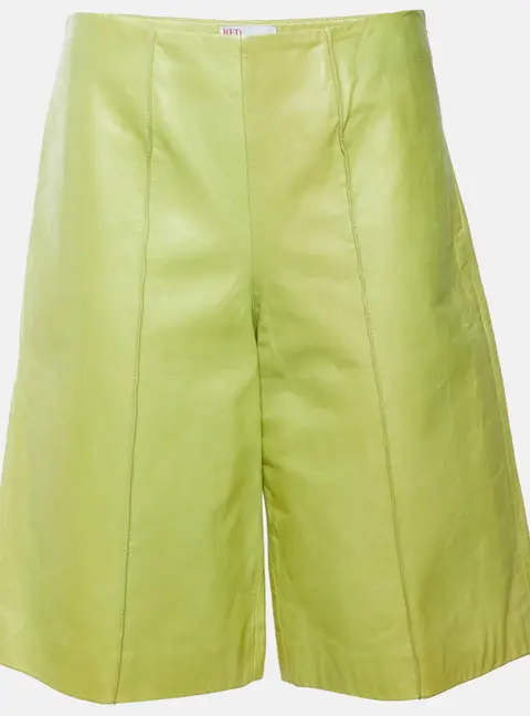 RED Valentino Light Green Leather Bermuda Shorts M