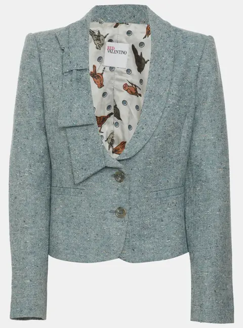 RED Valentino Blue Wool Blend Cropped Blazer S