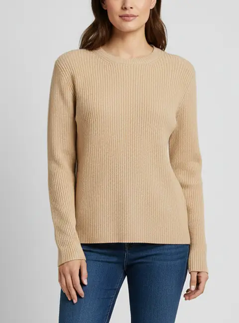 RED Valentino Beige Rib Knit Crewneck Sweater M