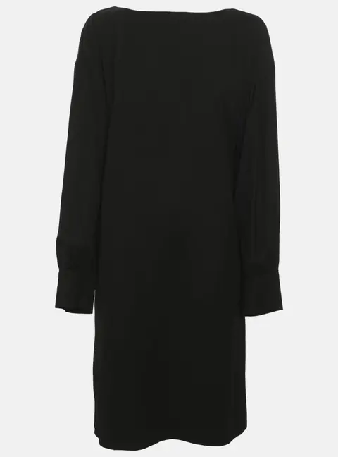 RED Valentino Black Satin Long Sleeve Backless Mini Dress M