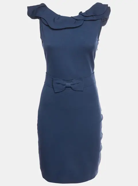 RED Valentino Navy Blue Stretch Cotton Sleeveless Mini Dress S