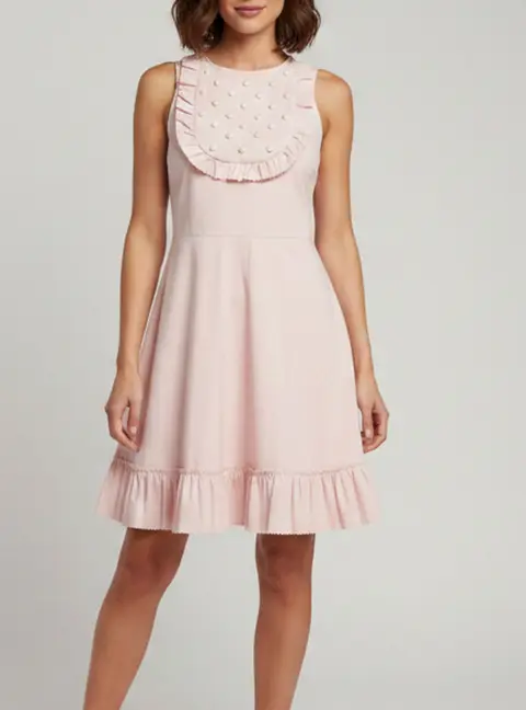 RED Valentino Pink Stretch Cotton Sleeveless Midi Dress S