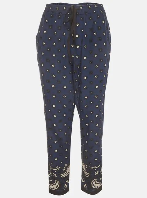 RED Valentino Navy Blue Bandana Print Silk Crepe Trouser M