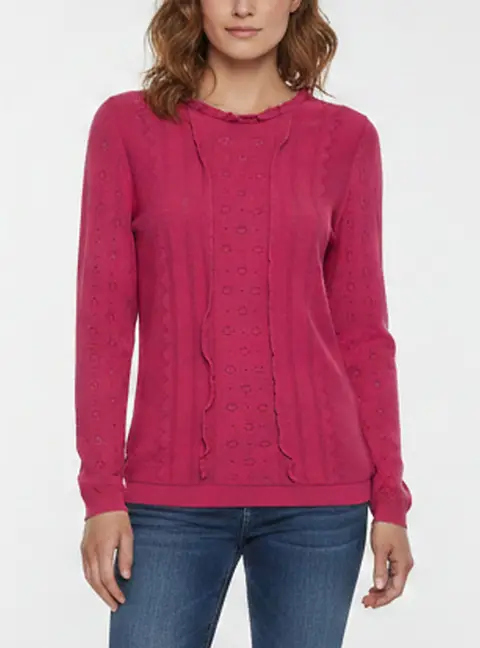 RED Valentino Pink Knit Ruffle Neck Sweatshirt M