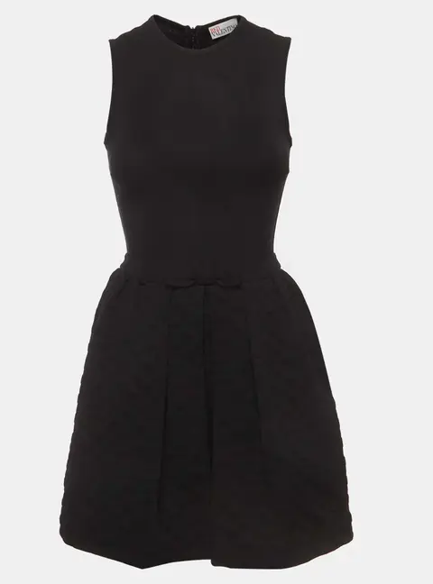 RED Valentino Black Dotted Jacquard and Jersey Mini Dress XS
