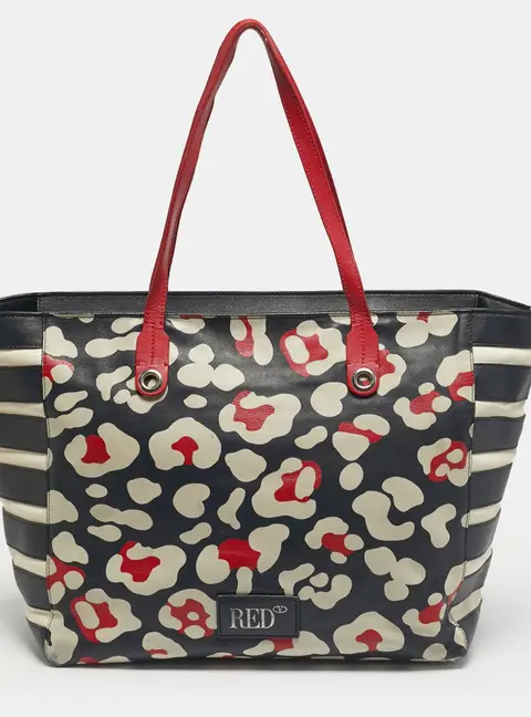 RED Valentino Multicolor Leather Zip Shopper Tote