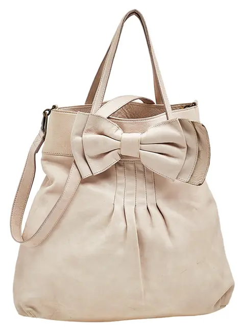 RED Valentino Beige Leather Bow Frame Satchel