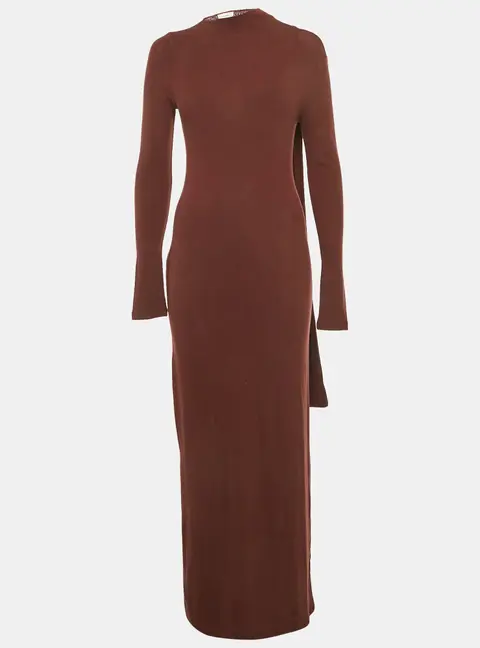 Reformation Dark Plum Knit Scarf Detail Maxi Dress S