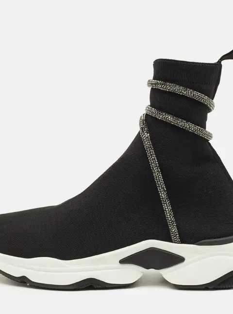 Ren&eacute; Caovilla Cleo Running Size 42 Black Knit Fabric High Top Sneakers