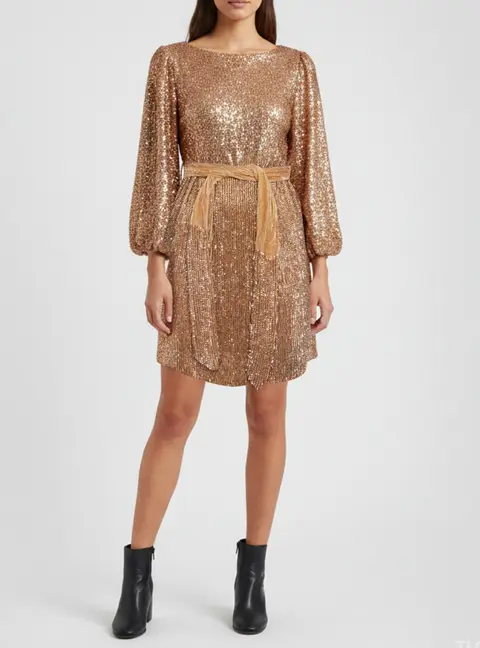 Retrofete Rose Gold Sequin Gabrielle Mini Dress XS