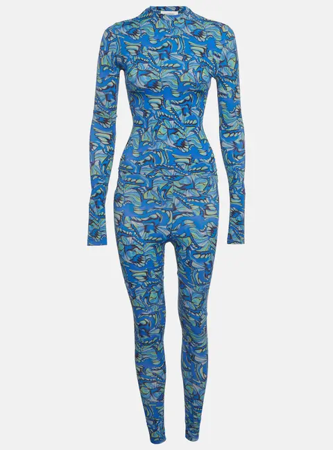 Rhodochrosite Blue Abstract Print Bodysuit and Leggings Set XS/S