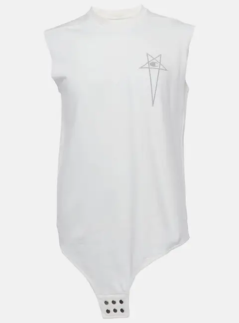 Rick Owens X Champions Off-White Embroidered Cotton Tank Top L
