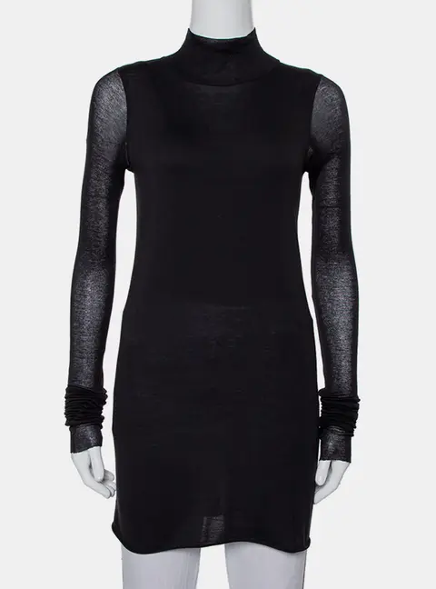 Rickowenslilies Black Knit turtleneck Long Sleeve Mini Dress M