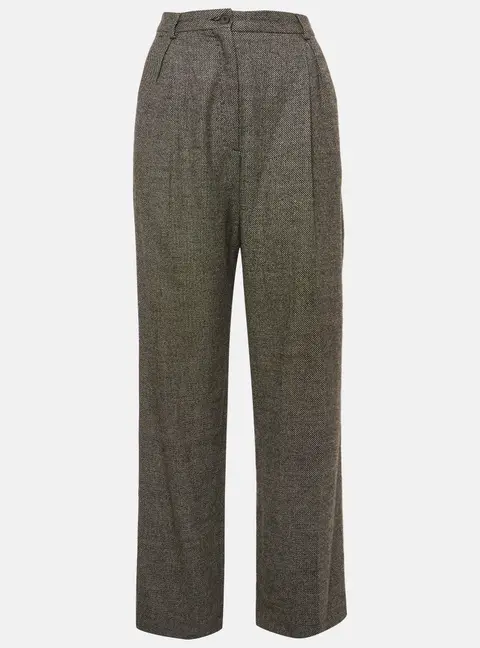 Rochas Monochrome Textured Wool Regular Fit Trousers S