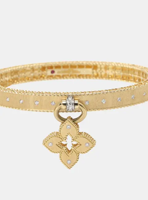 Roberto Coin Venetian Princess Diamond 18k Yellow Gold Bangle Bracelet cm