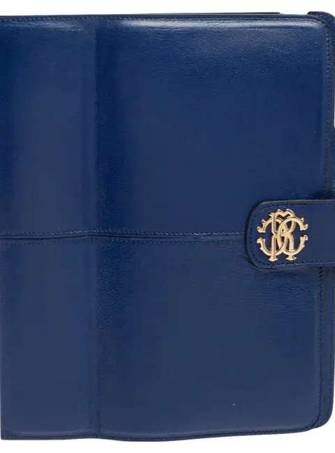 Roberto Cavalli Blue Leather Logo Buckle Detail Tablet Case