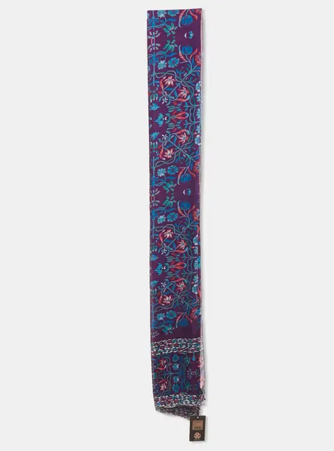 Roberto Cavalli Purple Floral Print Silk Stole